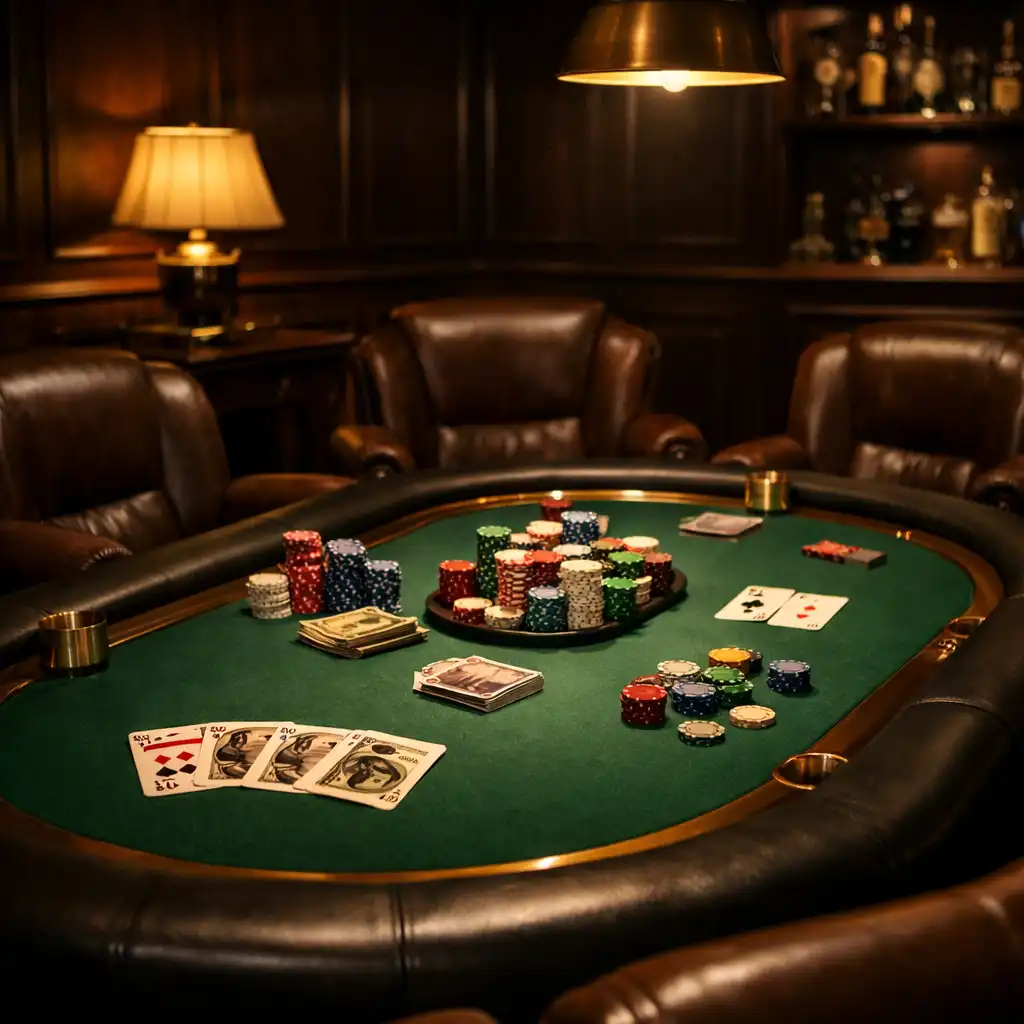 Pokerový salonek Wonderstar s profesionálním stolem, žetony a koženými křesly